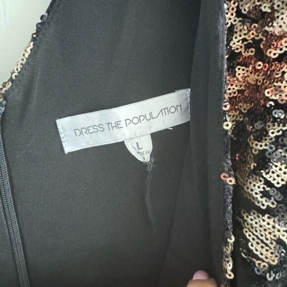 Dress the population Sequin Evening Dress Brown Sz. L - Picture 3 of 8
